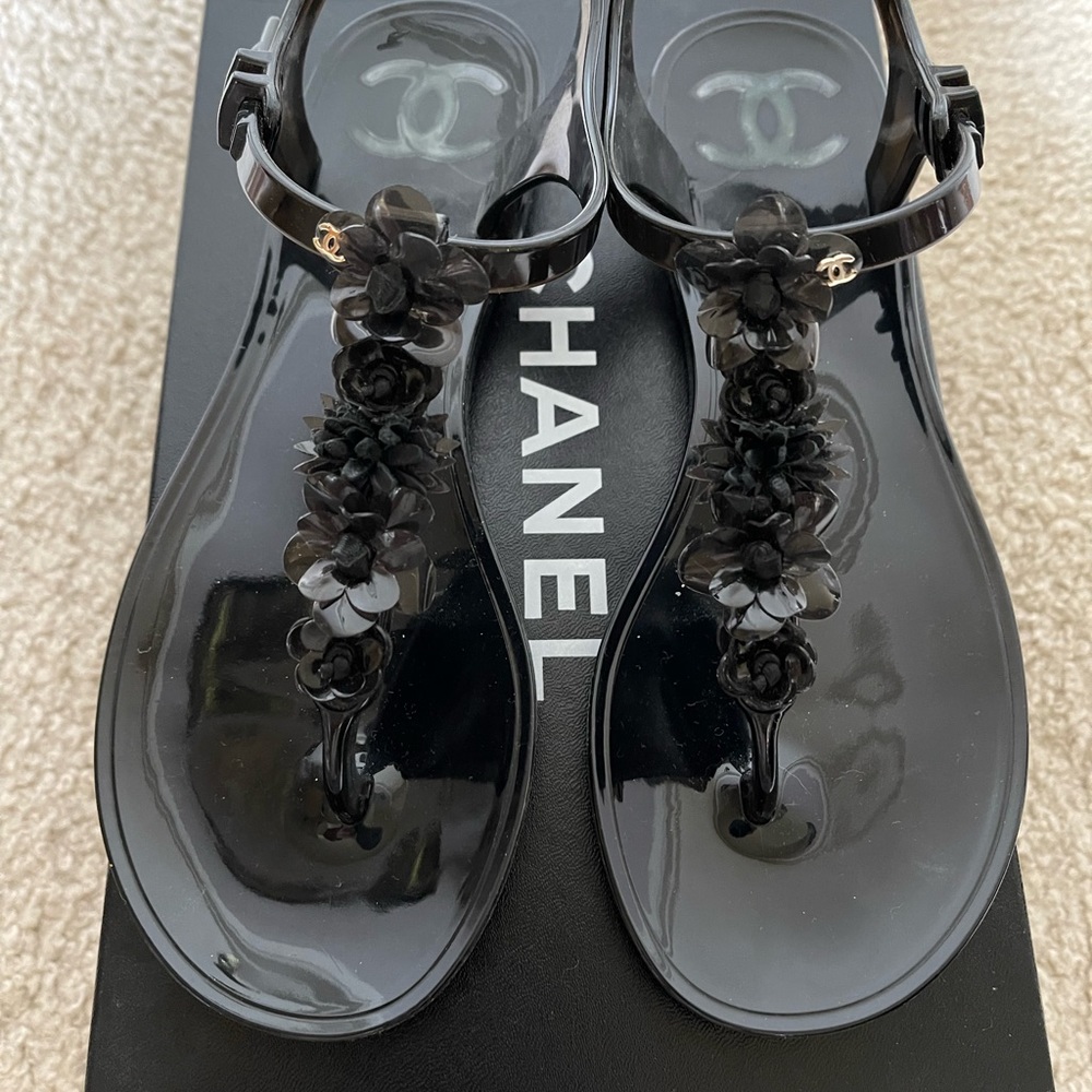 Authentic Chanel Camelia Jelly Sandals